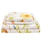 Yellow Floral Printed Sheet Set Queen Size, 4 Piece Soft Botanical Spring Mic...