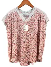 Davi & Dani Peasant Women’s Small Blouse Short Sleeve Multicolor High Low