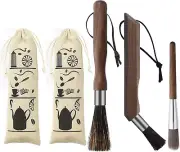 3Pcs Coffee Grinder Cleaning Brush Espresso Machine Cleaning Tool Walnut Wood Ha