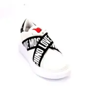 Love Moschino 15264 Black White Leather Logo Lace Platform Sneakers 36 / US 6