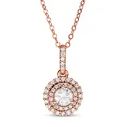 0.5 CT. T.W. Natural Diamond Double Frame Pendant in 14K Rose Gold