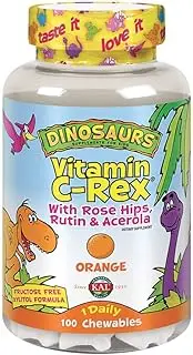 Kal - Dinosaurs Vitamin C-Rex For Kids With Rose Hips, Rutin & Acerola Orange - 100 Chewable Tablets