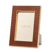 Aerin Classic Croc Leather Frame, Chestnut, 4 x 6
