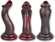 Silicone Fantasy Dildo Monster Penis Snake Anal Plug with Strong Suction Cup Soft Sex Toy for Women Men Couples(Red)