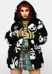[Current Mood] Skull On My Sleeve Sherpa Jacket