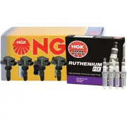 NGK 4 COP Ignition Coils & 4 Ruthenium HX Spark Plugs Kit For Mazda MX-5 Miata (for: Mazda)