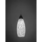 Toltec Cord Mini Pendant, Matte Black, 5.5" Black Fusion Glass - 22-MB-416