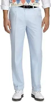 Brooks Brothers Mens Light Blue St Andrews Links Pleated Pants, 36W 32L 5541-9