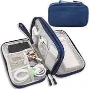 Teskyer Cable Organizer Bag, Portable Travel cord organizer case, All in One Waterproof Electronics Accessories Storage Bag for Cables, Chargers, Earphones, Hard Drives, Power Bank, 8.5 x 5 inch