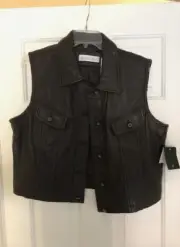 Valerie Stevens Brown Lamb Skin Vest new w tags size 16
