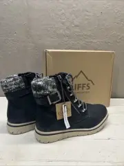 Cliffs by White Mountain Hearten Black Fabric Zip Buckle Bootie Boot 11 Wide