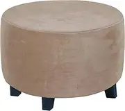ADPON Velvet Plush Ottoman Cover,Super Stretch Round Ottoman Slipcover Washable Storage Stool Furniture Protector for Living Room (X-Large,Taupe)