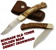 Schrade Old Timer IRONWOOD Golden Bear Lockback 6OTW