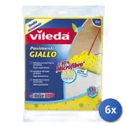 6x Vileda Floors Yellow Micro Perforated +30% Microfiber 50X60Cm 2Pz