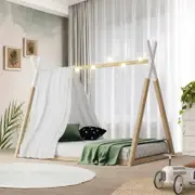 Oikiture Wooden Bed Frame Single Timber Teepee House Base Platform