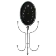 Avon 32" Silver Oval Wall Clock With Hooks and Hangers