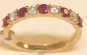14K YELLOW GOLD - RUBY (TCW .51Ct.) + DIAMOND (TDW .37Ct.) RING Sz 6.25