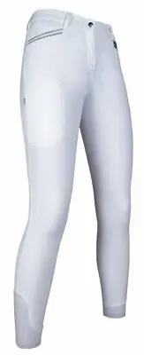HKM Mondiale Full Seat Silicone Breeches - White - Size US 34