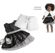 American Girl 18” Doll Black Sparkle Holiday Dress Shoes Fur Outfit 2017 Retired