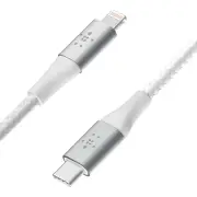 Belkin BoostCharge 2m USB-C to Lightning Braided Cable (White)