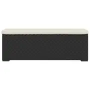 Ottoman Bench with Cushion Black 110x30x40cm Poly Rattan Storage Seat Chest