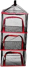ＫＬＫＣＭＳ Foldable Drying Net Camping Organizer with Zipper Multifunction Hanging Rack 4 Tier Dryer Mesh for Home Fishing Fruit Tray, Red