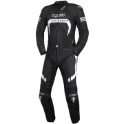 Assen Black White 2PC Leather Motorcycle Suit