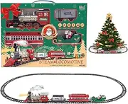 Electric Train Set,Christmas Train Engine Toy with Light and Sound - Electric Locomotive Engine, Railway Track, Passenger Carriage