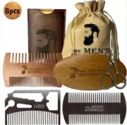 8 Piece Mens Beard Grooming Kit Beard Growth Kit For Men Combs Brush Scissors