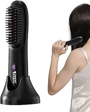 Riaisttd Hair Straightener Brush | Ionic Hot Hair Straightener Comb,Rechargeable Heated Styling Appliances with LCD Display for Morning Routine Travel Home Salon Trip