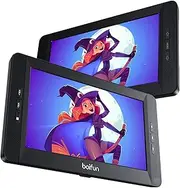BOIFUN DVD Player Car 2 Screens 10.5 Inch with 7 Hour Battery Portable TV DVD Player Car Headrest 2 Monitors 1024 x 600 HD Headrest Mount USB AV in/Out FM