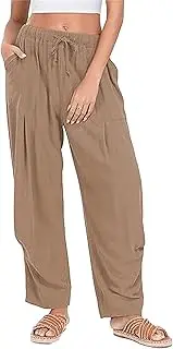 [RegaliaKun] Linen Pants Women Baggy Harem Pants Summer Drawstring Casual Lounge Pant 2025 Beach Travel Vacation with Pockets