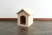 Dollhouse Miniature Dog House Kennel Small Unpainted Wood 1:12 Scale
