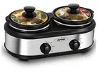 Dual Pot Slow Cooker, 2 Pot Small Mini Crock Buffet Server and Warmer,