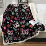 Day of the Dead Cats Throw Blanket