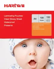Hartwiis 100 Sheet A4 Glossy Transparent Laminating Pouches Film 150 Micron AU