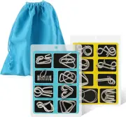 Metal Wire Puzzle Set of 16 with Pouch,Brain Teaser IQ Challenge for Kids&Adults