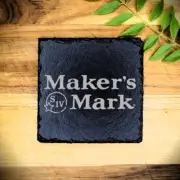 Maker's Mark Bourbon Whisky Slate Coaster Brand New Handcrafted Laser Engraved