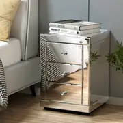 Set of 2 Mirrored Bedside Tables With 3 Drawers