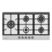 Domain Premium Stainless Steel Gas Cooktop with Side Wok Burner + FFD & Cast Iron Trivets - 860mm