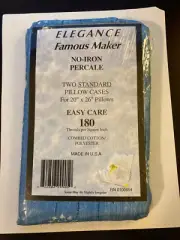 Vintage Famous Maker Elegance No-Iron Percale Two Standard Pillow Cases - SEALED