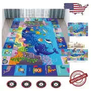 Large Kids Play Rug, Animal ABC Educational Mat - Safe Non-Slip Design, 78.7x59