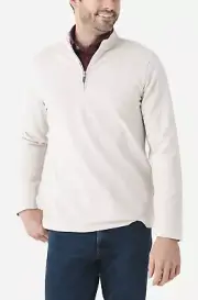 MIZZEN + MAIN ProFlex Quarter Zip Performance Pullover Sweater Beige/Khaki Sz S