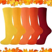 [Shyyween] 5 Pairs Fun Colorful Novelty Socks Autumn Crew Socks Novelty Fall Autum Gifts for Halloween Christmas Thanksgiving Day