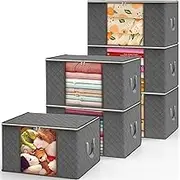 5PCS Quilt storage bag with cover can be folded, can be used for bedding clothes toys with 2 reinforced handle