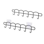 2 Pcs Adhesive Wall Hooks Rack Kitchen Rail, Space Saving Utensil Holder No
