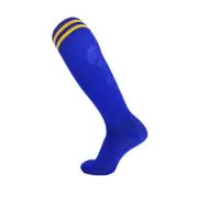 Blue Socks with Yellow Stripes - Knee High Sports Socks for Running, Basketball & Soccer