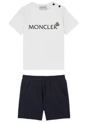 Moncler Kids Stretch-cotton T-shirt and Shorts set - White Other - 18 Months 18 months