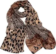 [AUXA] Women's Leopard Print Scarf Lightweight Chiffon Scarves Spring Fall Winter Cheetah Wrap Shawl Scarf For Ladies Women
