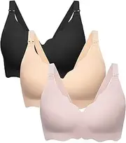 [Angelhood] Nursing Bras for Breastfeeding Ultra Comfort Seamless Maternity Bra Pack Wireless Pregnancy Bralette Bra Extender